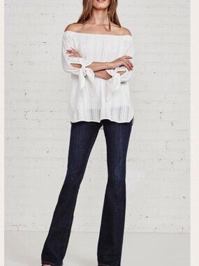 Bailey 44 NWT Off-Shoulder Peasant Blouse with Tie Sleeves size M